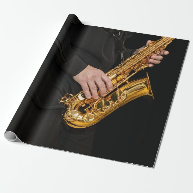 Saxophone Player hands Saxophonist playing jazz Wrapping Paper (Unrolled)