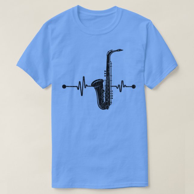 Saxophone Player Heartbeat Funny Jazz Music Musici T-Shirt (Design Front)