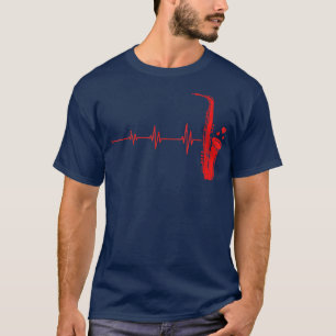 Saxophone Player Heartbeat Funny Jazz Music Musici T-Shirt