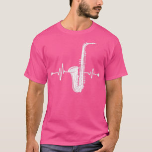 Saxophone Player Heartbeat Funny Jazz Music Musici T-Shirt