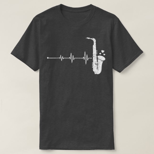 Saxophone Player Heartbeat Funny Jazz Music Musici T-Shirt (Design Front)