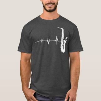 Saxophone Player Heartbeat Funny Jazz Music Musici T-Shirt