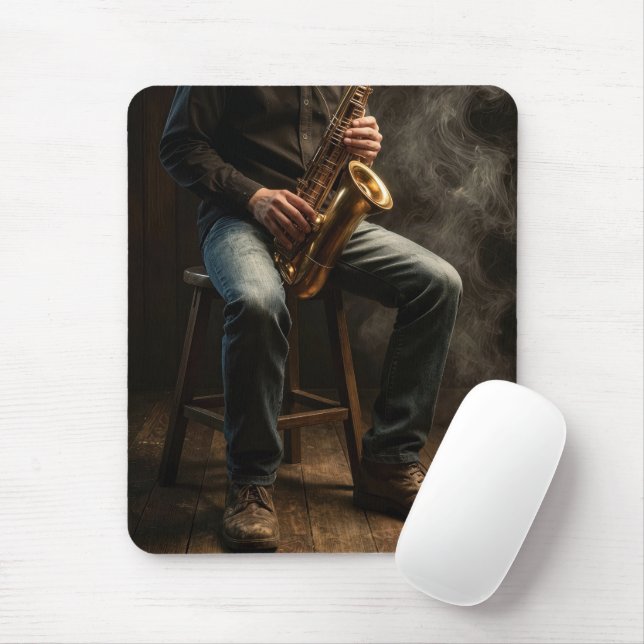Saxophone Player in a Smoky Room Mouse Pad (With Mouse)