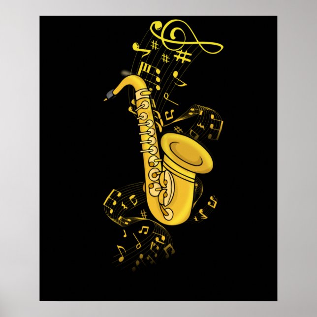 Saxophone Player Jazz Music Gift Men Big Band Poster (Front)