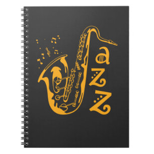 Saxophone Player Jazz Music Lover Musical Notes Notebook