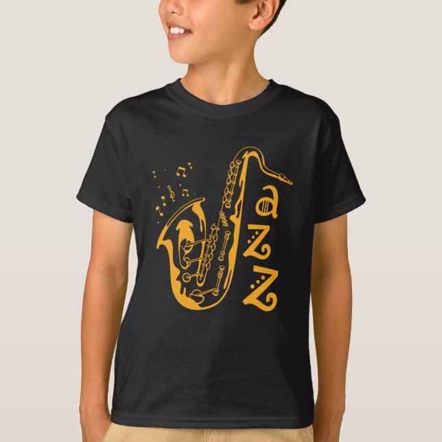 Saxophone Player Jazz Music Lover Musical Notes T-Shirt (Front)