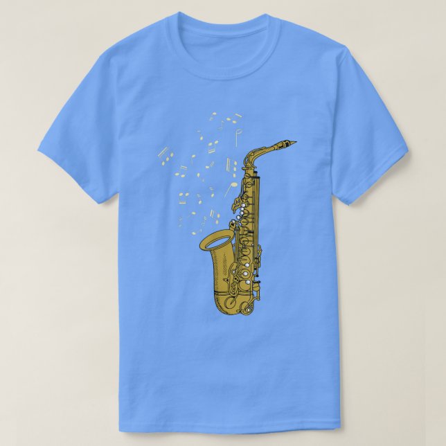 Saxophone Player Jazz Music Notes Saxophonist Saxo T-Shirt (Design Front)