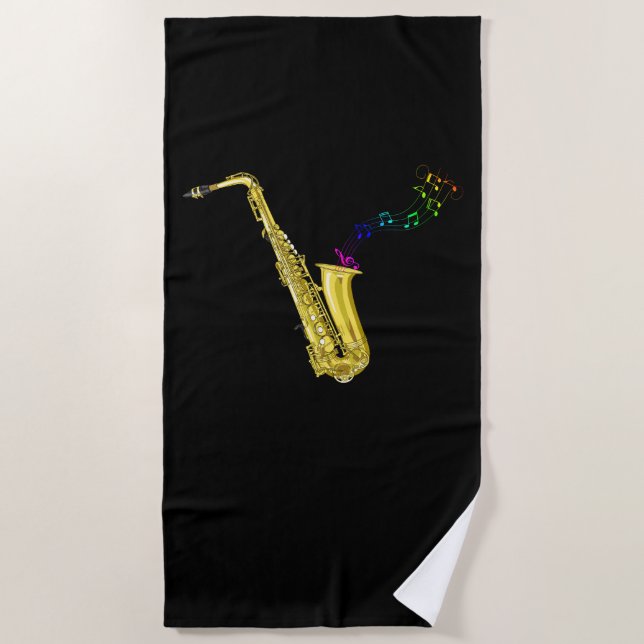 Saxophone Player Jazz Musician Sax Beach Towel (Front)