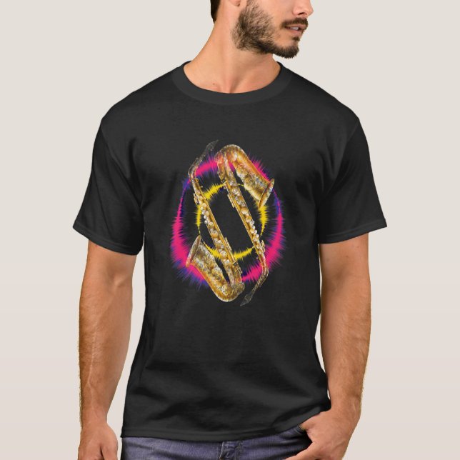 Saxophone Player Music T-Shirt (Front)