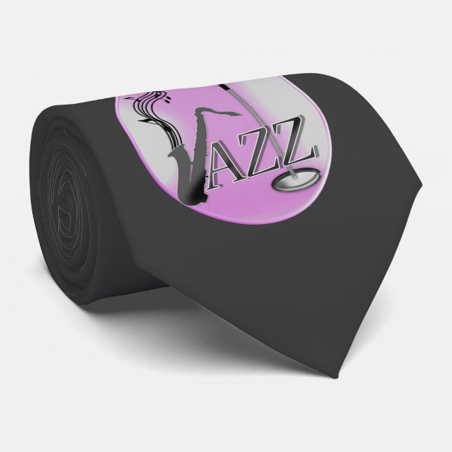 Saxophone Player Musical Notes Jazz Music Tie (Rolled)