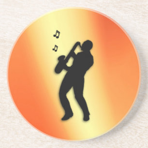 Saxophone Player Orange Coaster