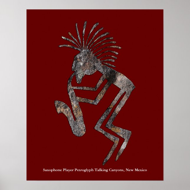 Saxophone Player Petroglyph Poster (Front)