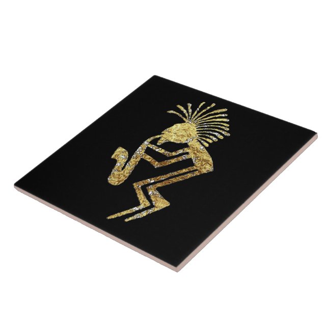 Saxophone Player Petroglyph Tile (Side)