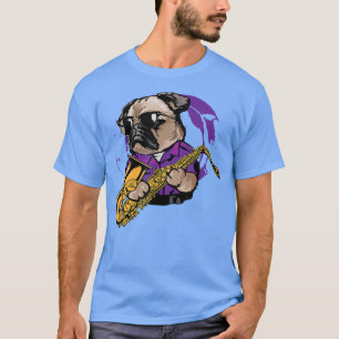 Saxophone Player Pug Jazz Band Dog Music Lovers T-Shirt