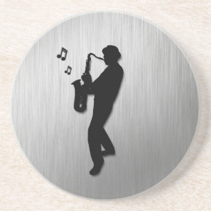 Saxophone Player Silver Coaster