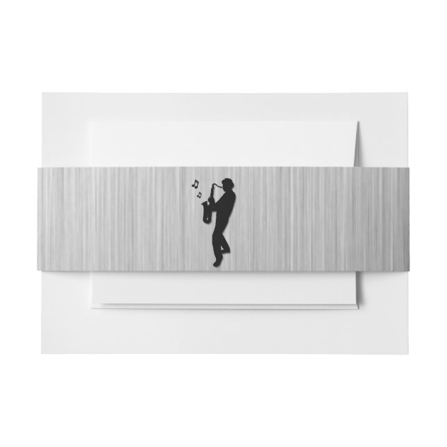 Saxophone Player Silver Invitation Belly Band (Front Example)