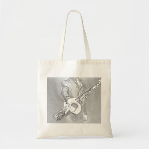 saxophone player tote bag