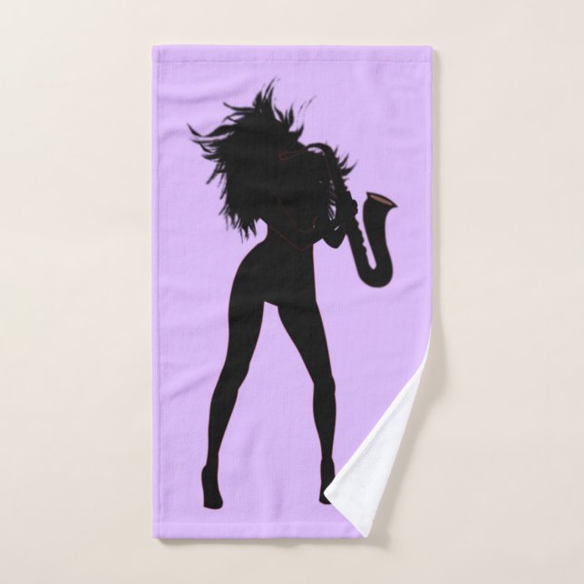 Saxophone Player Woman Bath Towels or Choose Colou (Hand Towel)