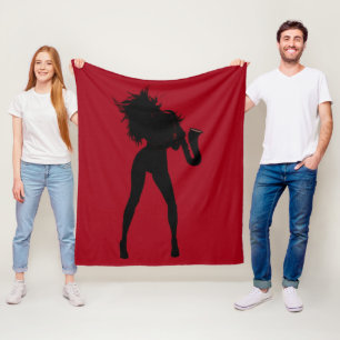 Saxophone Player Woman Fleece Blanket Custom Colou