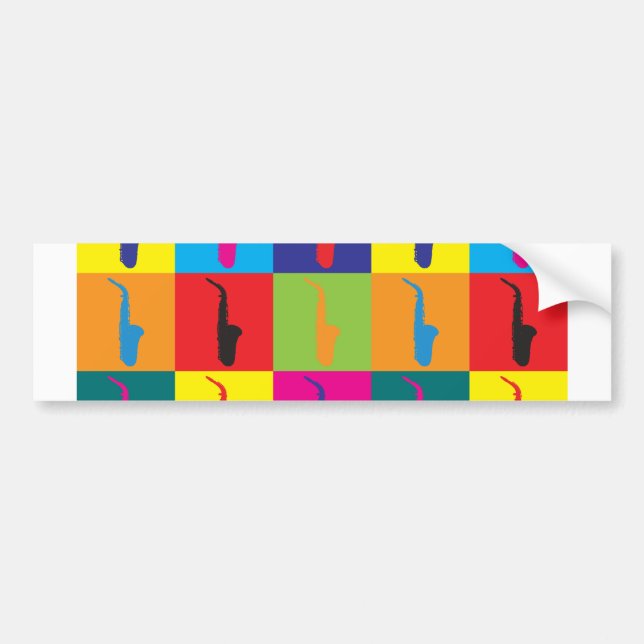 Saxophone Pop Art Bumper Sticker (Front)