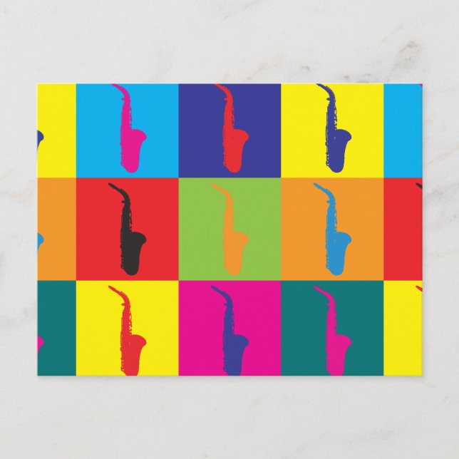 Saxophone Pop Art Postcard (Front)