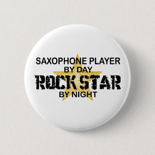 Saxophone Rock Star by Night 6 Cm Round Badge