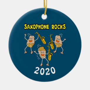 Saxophone Rocks Ceramic Tree Decoration