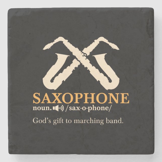 Saxophone - Saxophone Definition Stone Coaster (Front)