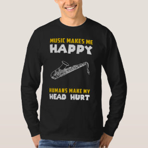 Saxophone Serenity Meets Hilarious Human Antics on T-Shirt