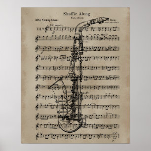 Saxophone Sheet Music Poster