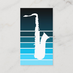 saxophone silhouette : blue fade business card