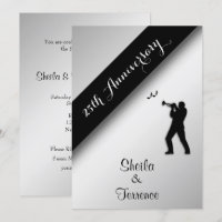 Saxophone Silver Wedding Anniversary Invitation