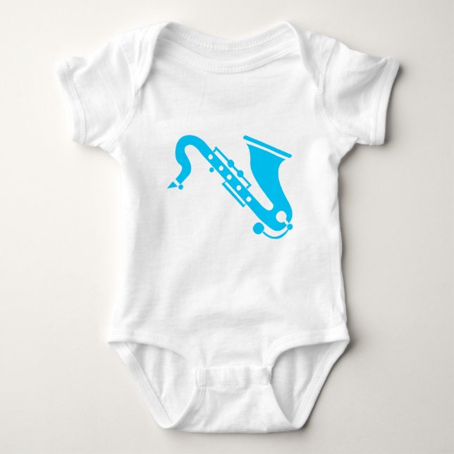 Saxophone - Sky Blue Baby Bodysuit (Front)