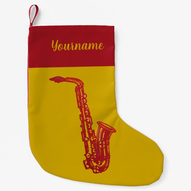 Saxophone Small Christmas Stocking (Front)
