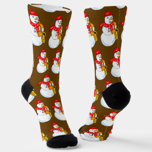 Saxophone Snowman Socks