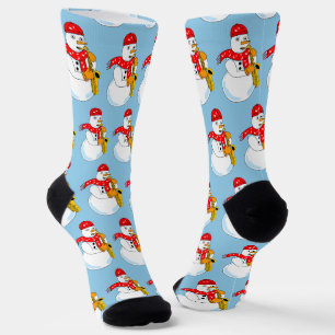 Saxophone Snowman Socks