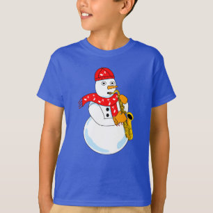Saxophone Snowman T-Shirt
