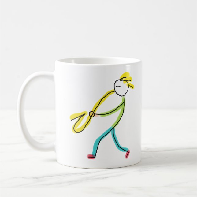 Saxophone Stickman Coffee Mug (Left)