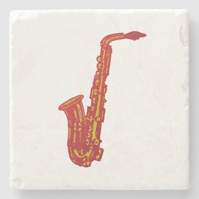 Saxophone Stone Coaster (Front)