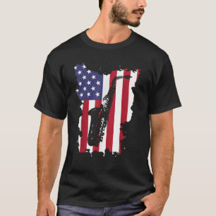 Saxophone Teacher USA Flag America 4th Of July Mur T-Shirt