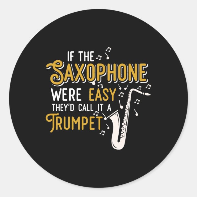 Saxophone Trumpet Marching Band Jazz Musician Gift Classic Round Sticker (Front)