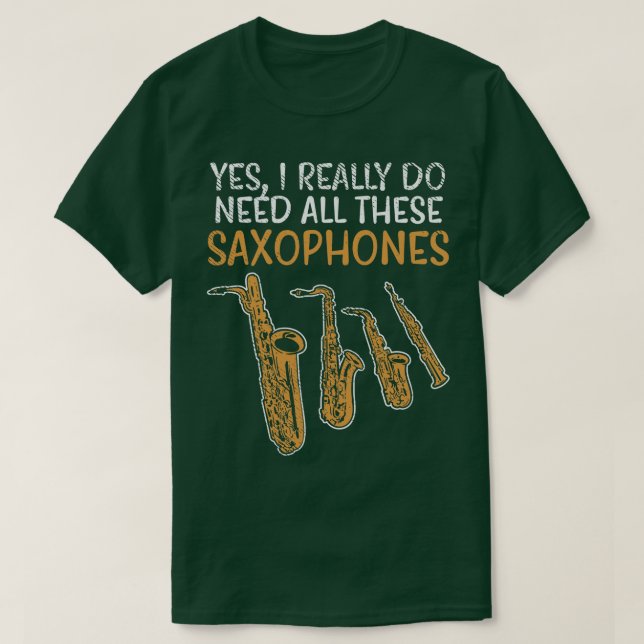 Saxophone Types 1 T-Shirt (Design Front)