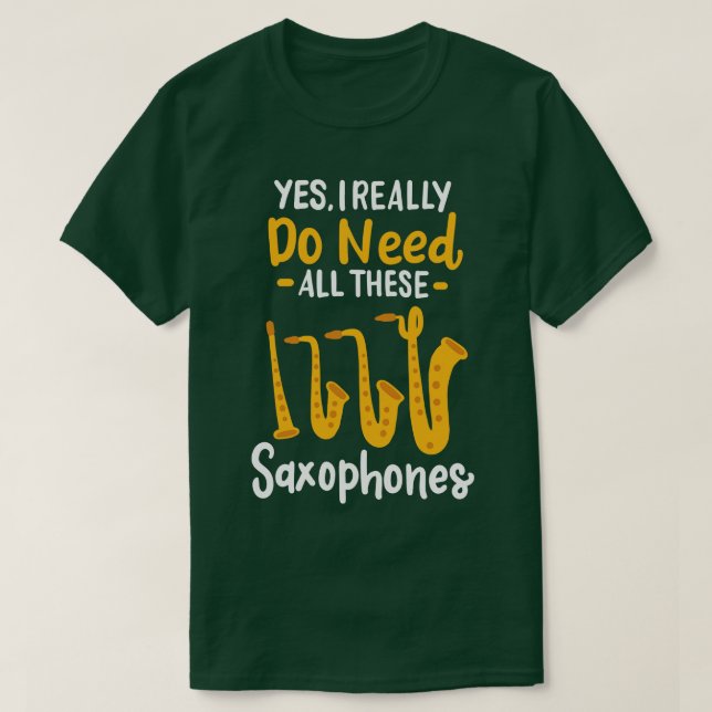 Saxophone Types 3 T-Shirt (Design Front)