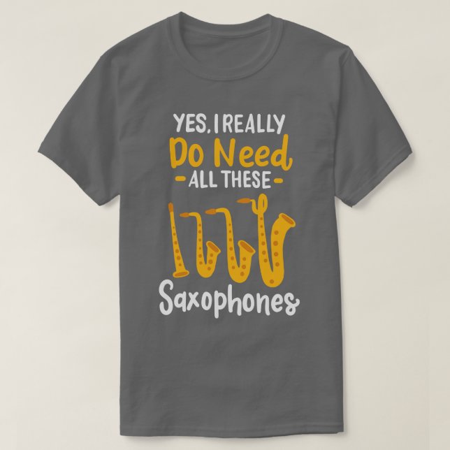 Saxophone Types 3 T-Shirt (Design Front)