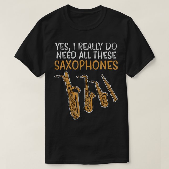 Saxophone Types 4 T-Shirt (Design Front)