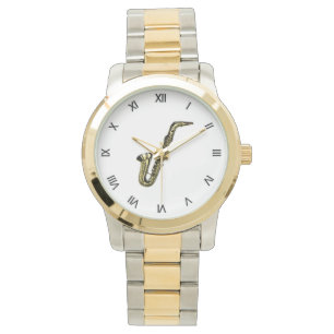 Saxophone with Black Roman Numerals Watch