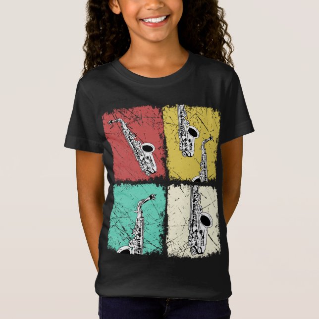 Saxophonist Gift Men Women Jazz Music Saxophone T-Shirt (Front)