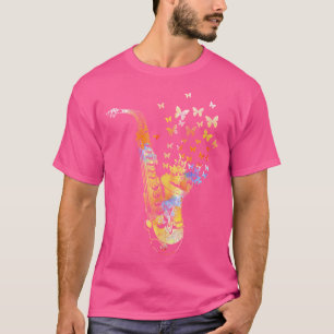 Saxophonist Jazz Musician Colourful Butterfly Saxo T-Shirt