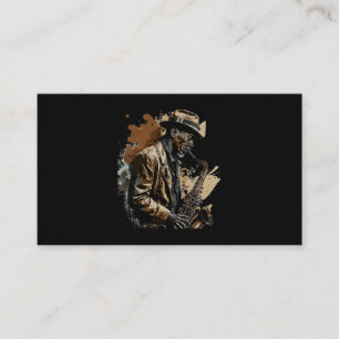 Saxophonist Jazz Musician playing a Saxophone Desi Business Card