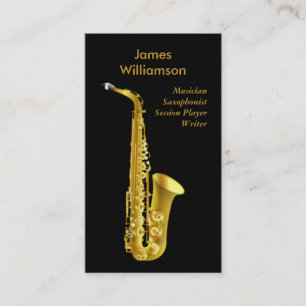 Saxophonist Music Instrument Black Gold Musician Business Card